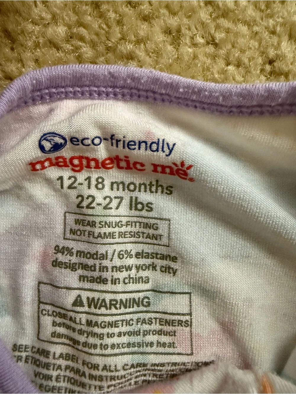 Magnetic Me Pastel Unicorn & Floral Footed One-Piece Pajamas - Lavender Accents